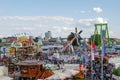 Top view of amusement park, carnival or festival called GrÃÂ¶ÃÅ¸te Kirmes am Rhein.